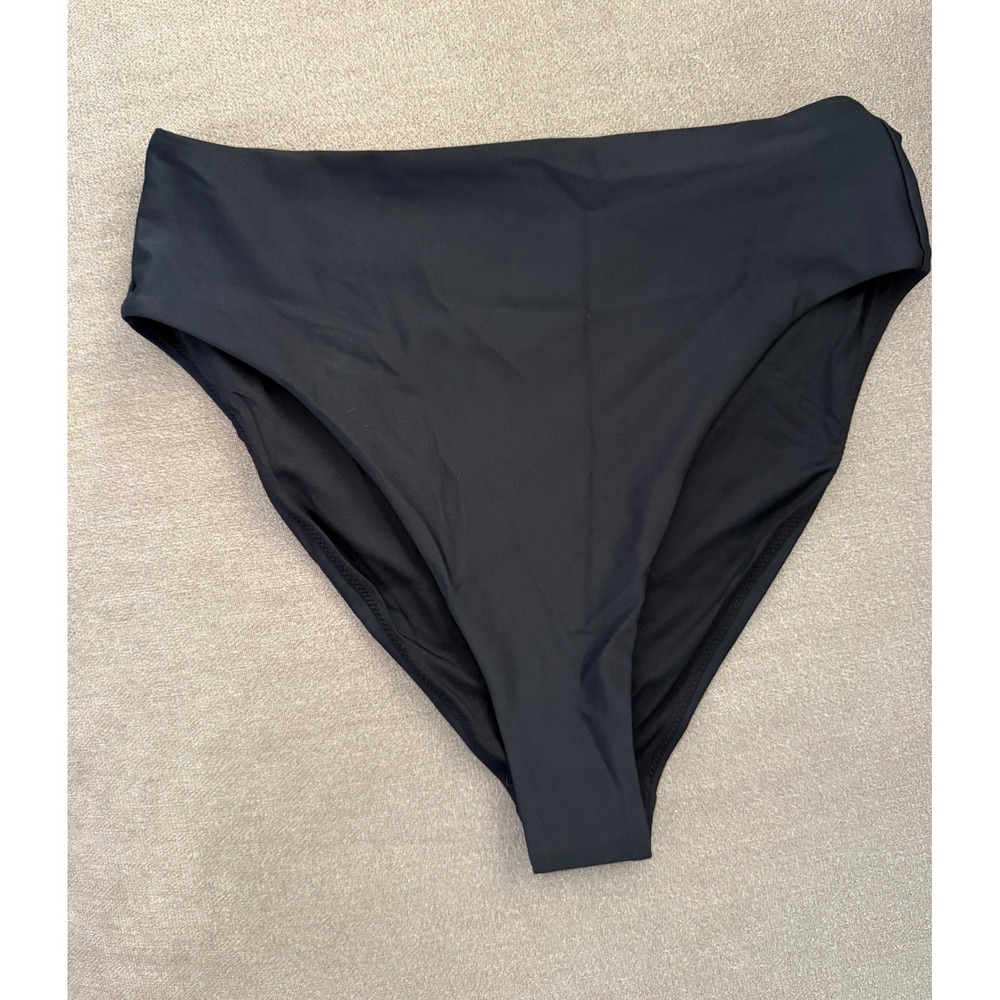 quince italian high-rise high-leg bikini bottom in black, women size x-large xl - Picture 3 of 5
